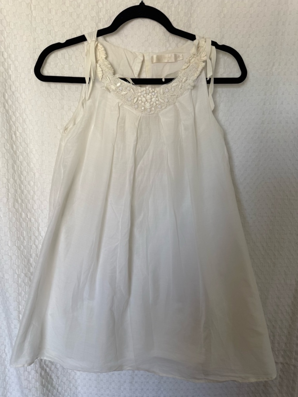 MM Couture Ivory Beaded Silk Blend Sleeveless Blouse Top S